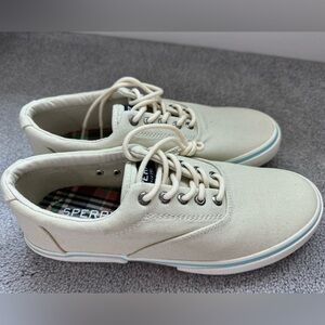 SPERRY Unisex * New * The Original Canvas Deck Sneaker/Off White/Multi, Size 9M